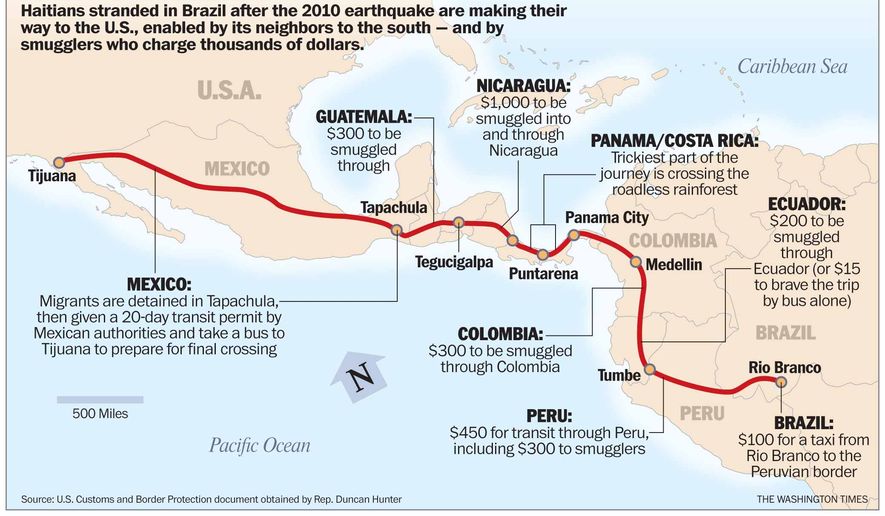 Haitian Migration Route c0 102 2079 1314 s885x516 - Мексиканские чиновники тайно отправляют в США тысячи гаитянских нелегалов